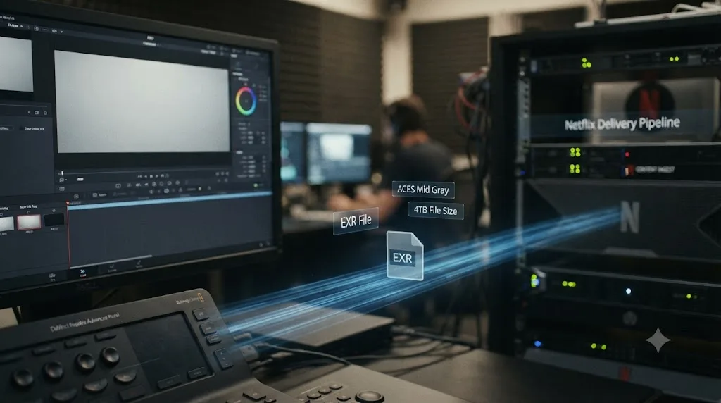 Illustration of a DaVinci Resolve ACES workflow producing a Non-Graded Archival Master file for a streaming studio delivery