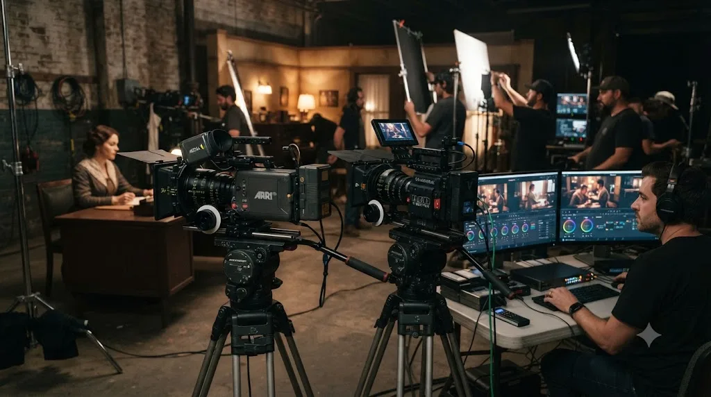 Illustration of an indie narrative feature production using ACES color management in DaVinci Resolve for a streaming platform delivery