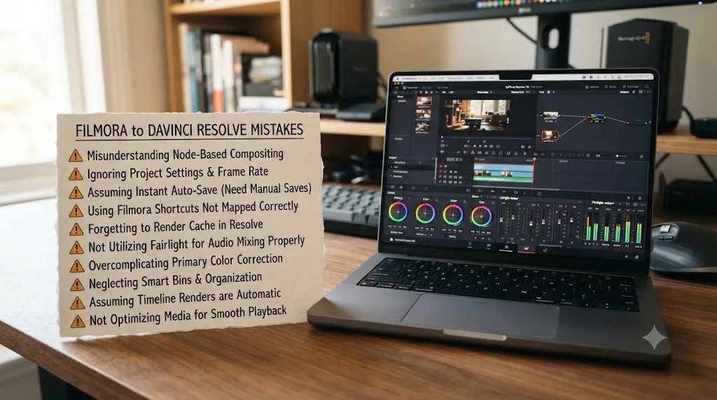 Illustration of a staircase showing increasing time investment across DaVinci Resolve's cutting, color, and audio skills