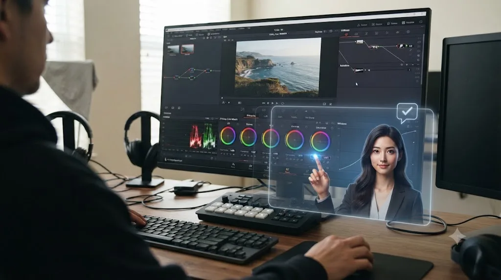 Illustration of a seven step numbered path leading from iMovie to DaVinci Resolve