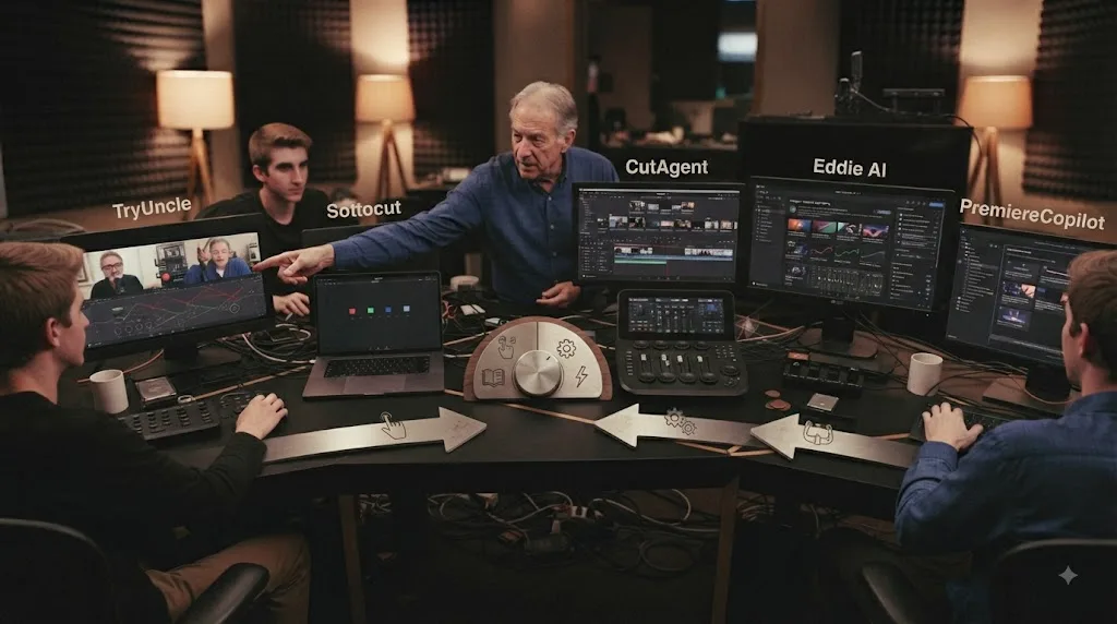 Illustration of TryUncle compared with AI-assisted video editing tools