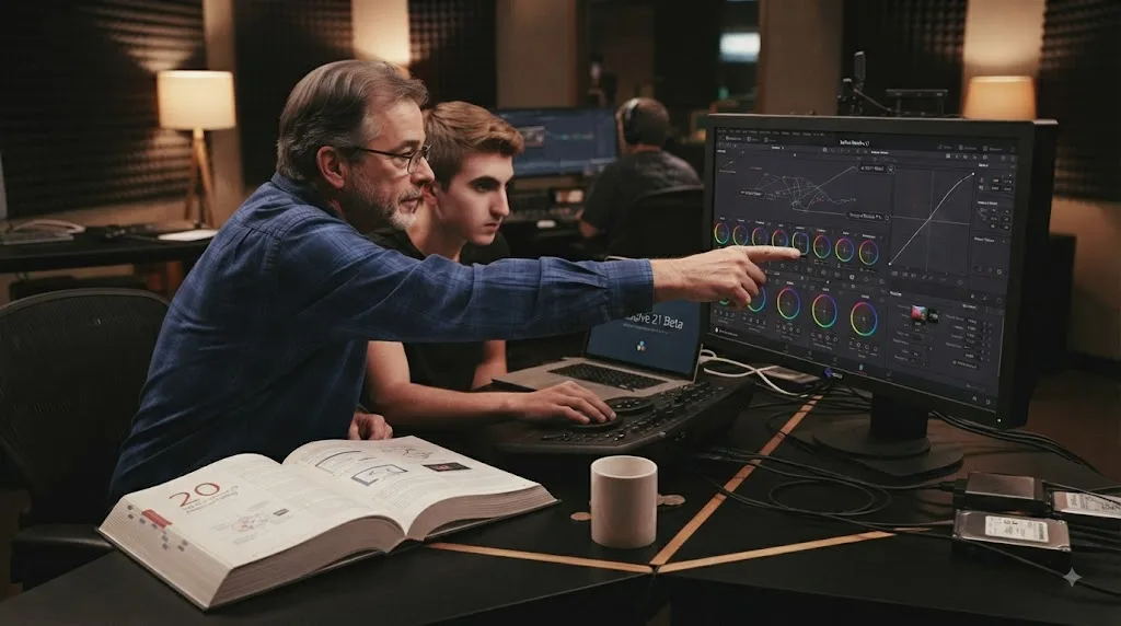 Illustration of the version gap between DaVinci Resolve 20 training books and DaVinci Resolve 21