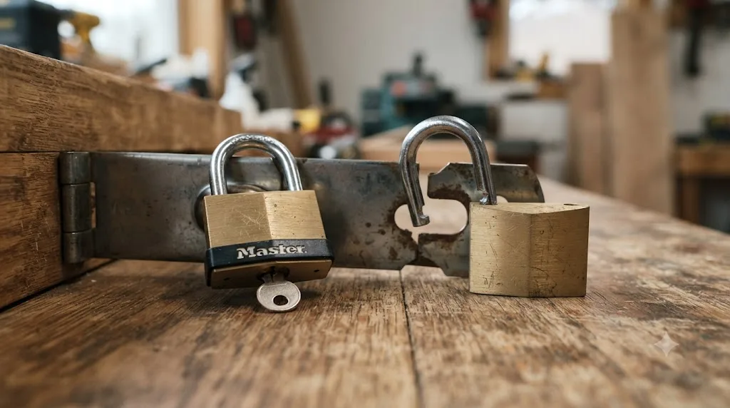 Illustration comparing a working authentication lock to a broken access control lock